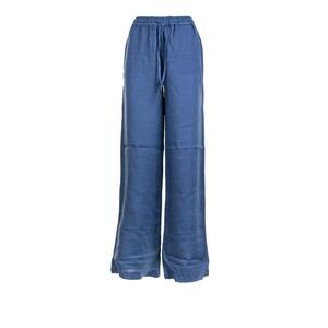 FAY Women's Relaxed Fit Wide Leg Linen Blend Pants with Drawstring Waist Women